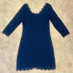 Diane Von Furstenberg Zarita navy lace dress